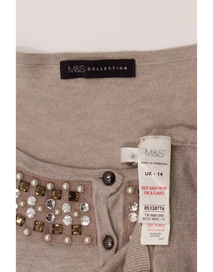 Suéter cardigã feminino Marks & Spencer Reino Unido 14 Viscose cinza médio