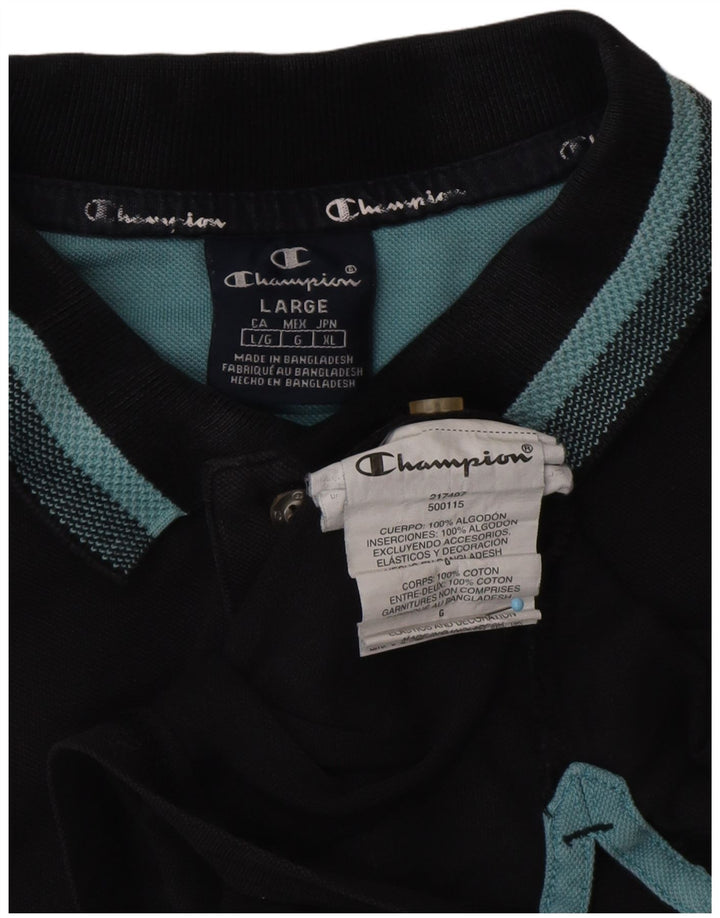 Camisa polo masculina CHAMPION grande algodão preto