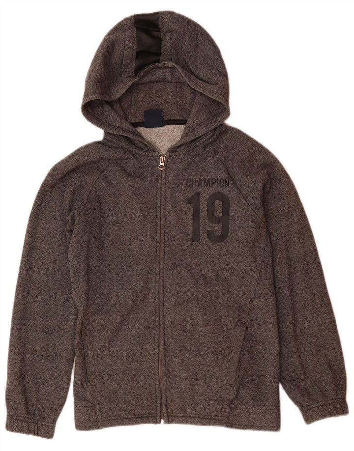 Suéter com capuz e zíper gráfico Champion Boys 11-12 anos grande cinza manchado