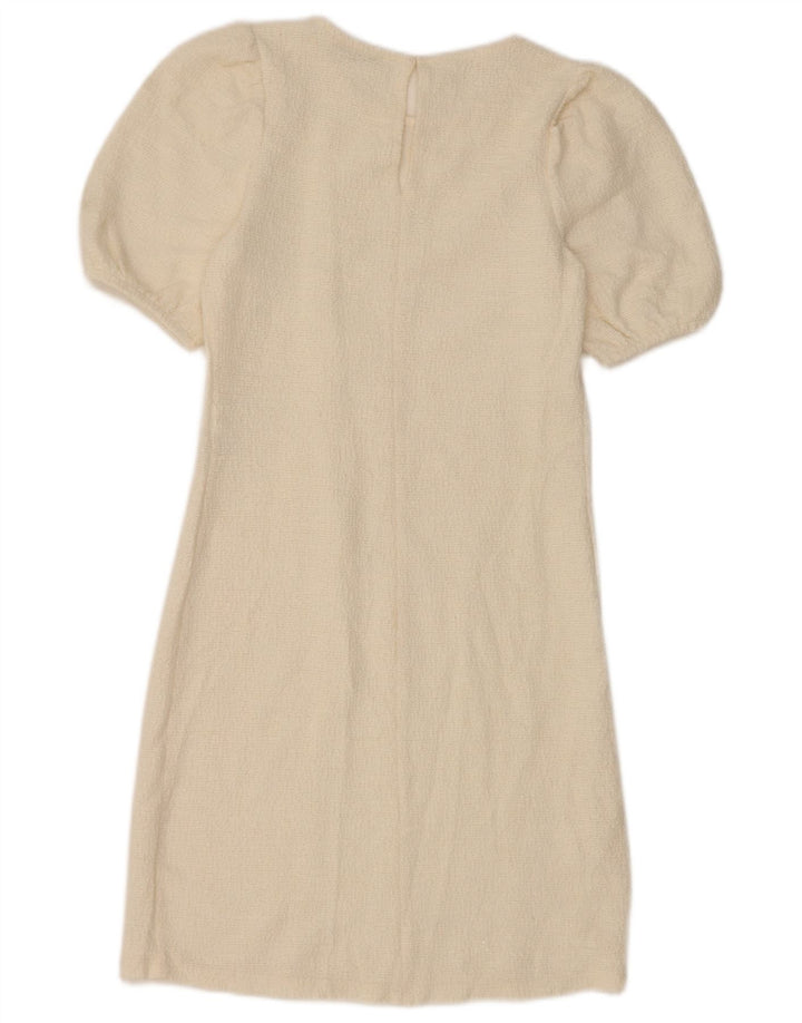 Vestido bainha feminino Zara Reino Unido 8 pequeno algodão branco
