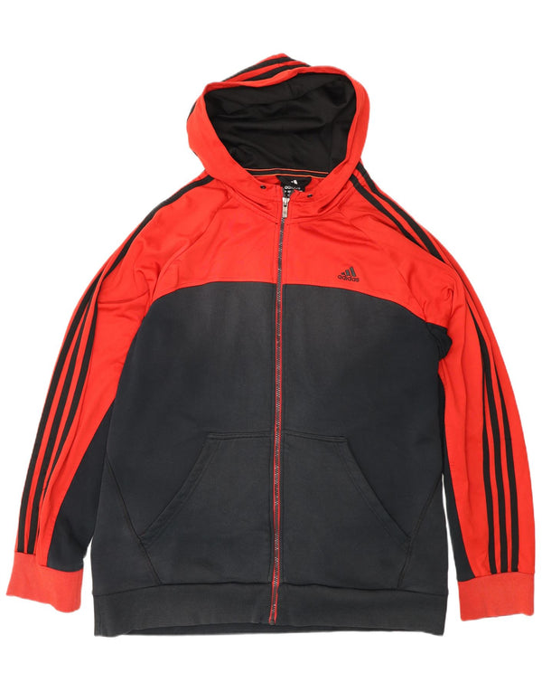 Adidas masculino zip moletom com capuz XL preto colorblock algodão