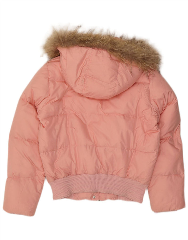 Jaqueta acolchoada com capuz feminina Adidas UK 12 poliéster rosa médio