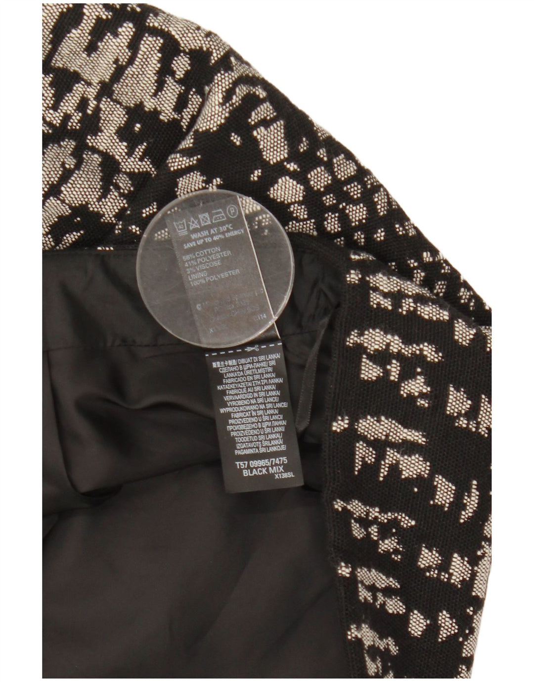 Minissaia feminina Marks & Spencer Reino Unido 12 médio W31 algodão geométrico preto