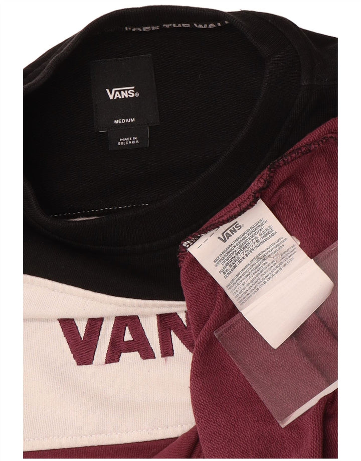 Vans Mens Graphic Moletom Jumper Médio Borgonha Colourblock Algodão