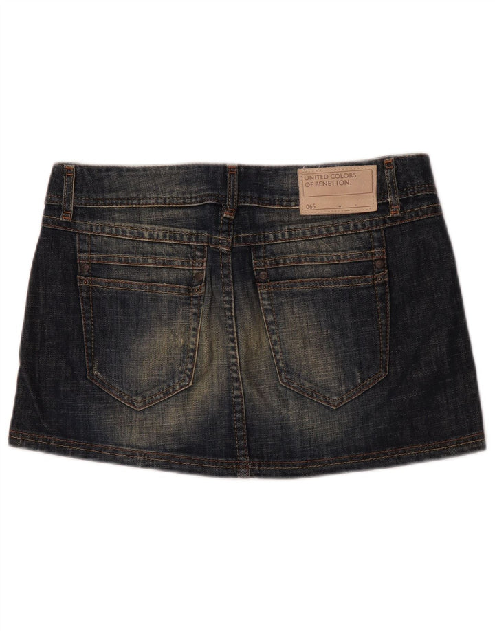 Mini saia jeans feminina Benetton IT 44 médio W32 azul marinho