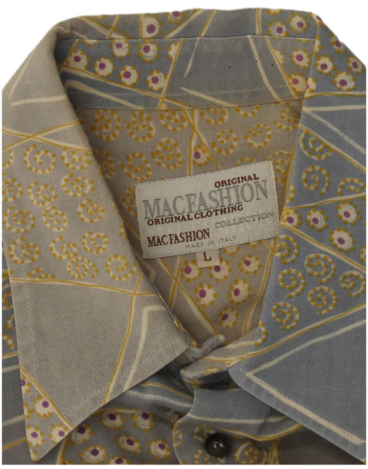 Camisa masculina de manga curta MAC FASHION grande azul geométrica