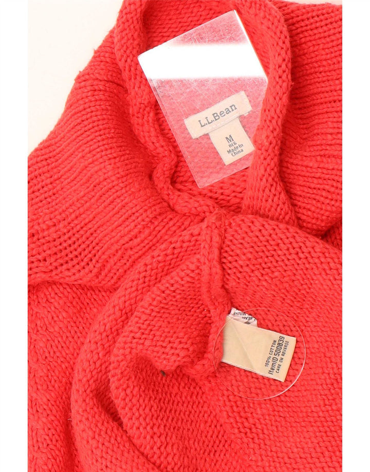 L.L.Bean Suéter feminino com gola tartaruga Reino Unido 12 algodão vermelho médio