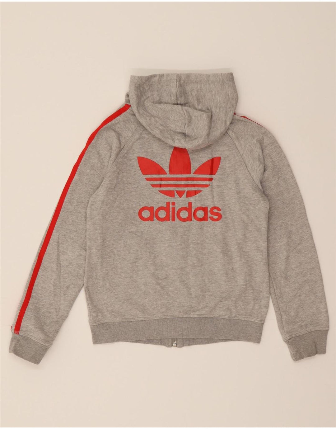 ADIDAS Girls Graphic Zip Hoodie Sweater 9-10 Years Grey Vintage Adidas and Second-Hand Adidas from Messina Hembry 