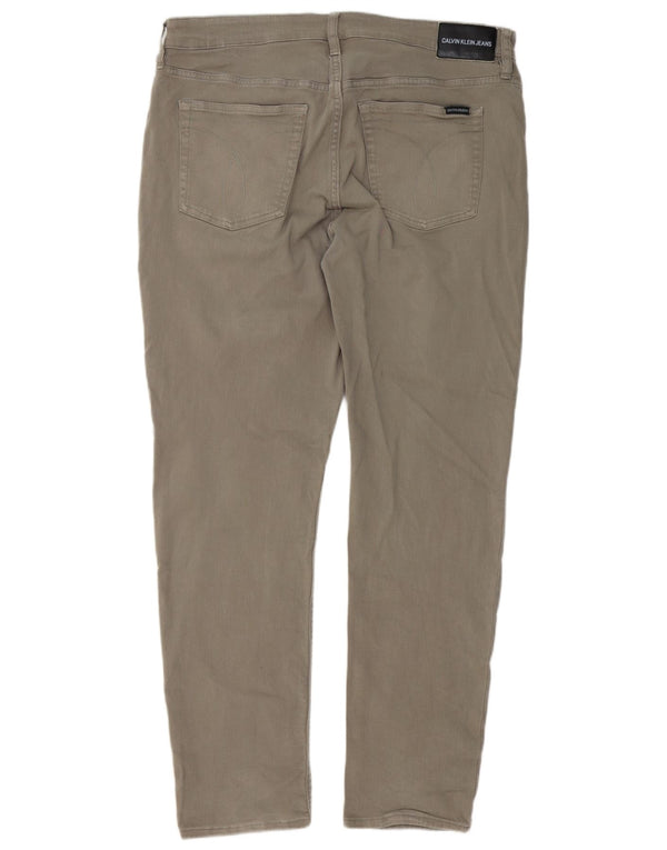 Calvin Klein Mens Slim Calça Casual W38 L32 Caqui