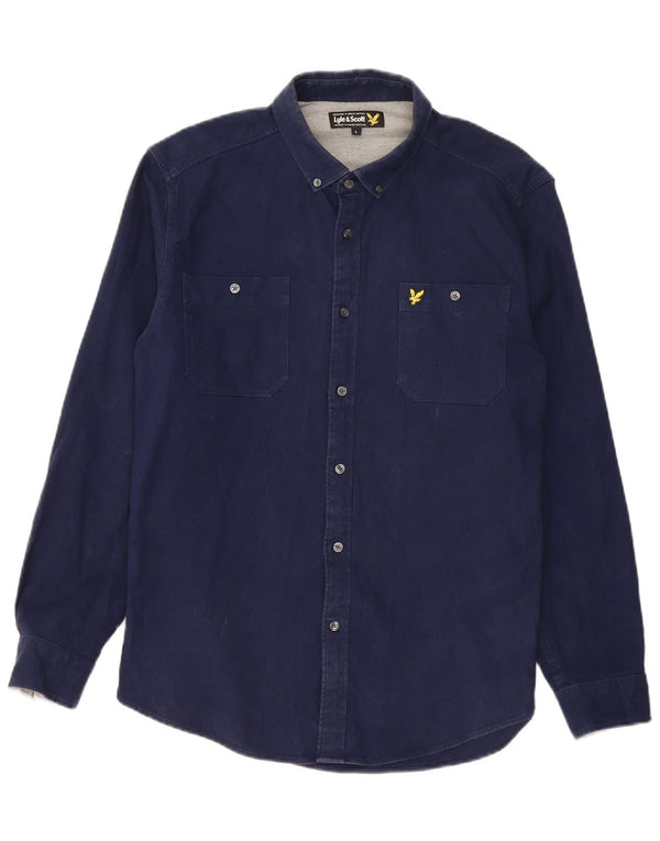 Lyle & Scott Mens Shirt Large Navy Blue Cotton