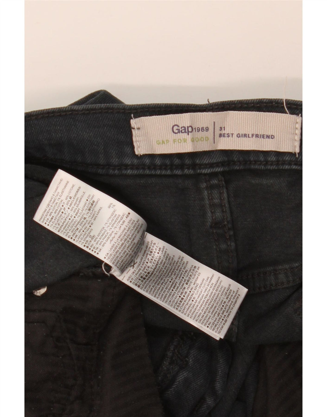 Jeans feminino GAP Girlfriend Slim W31 L27 algodão preto