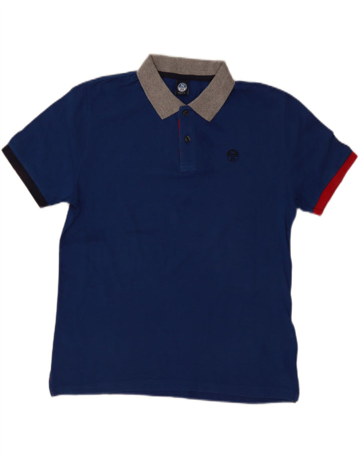 Camisa polo masculina North Sails Regular Fit médio azul marinho algodão colorblock