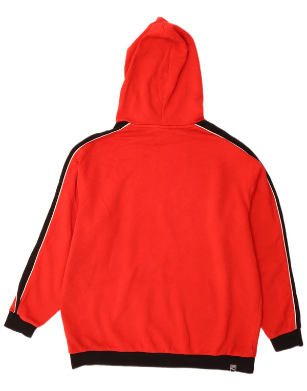Suéter feminino PUMA com capuz gráfico oversized UK 14 grande bloco colorido vermelho