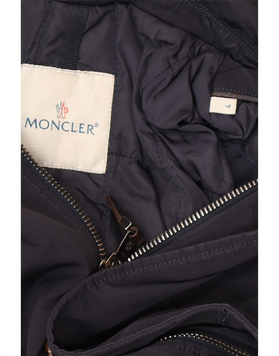 Jaqueta acolchoada masculina Moncler tamanho 4 XL azul marinho poliéster