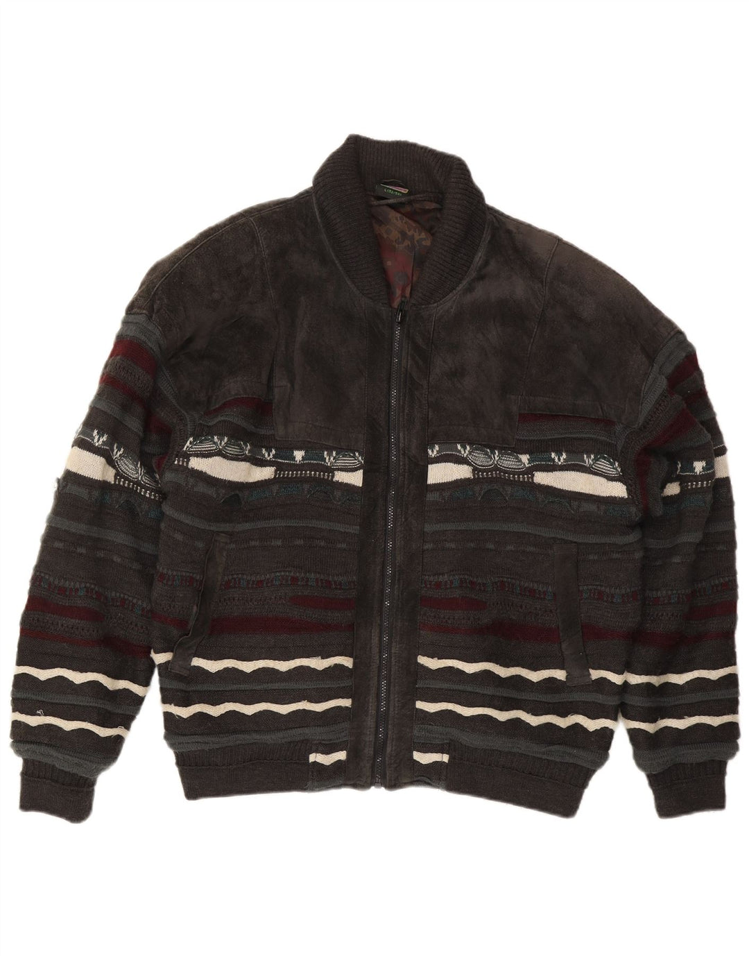 C&A Mens Westbury Bomber Knit Bomber Jacket EU 52/54 Grande Cinza Listrado