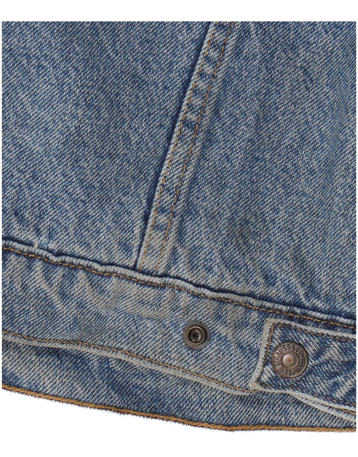 Jaqueta jeans feminina Levi's Sherpa Reino Unido 14 grande algodão azul