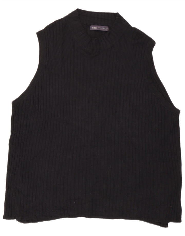 Colete feminino Marks & Spencer UK 24 4XL preto viscose