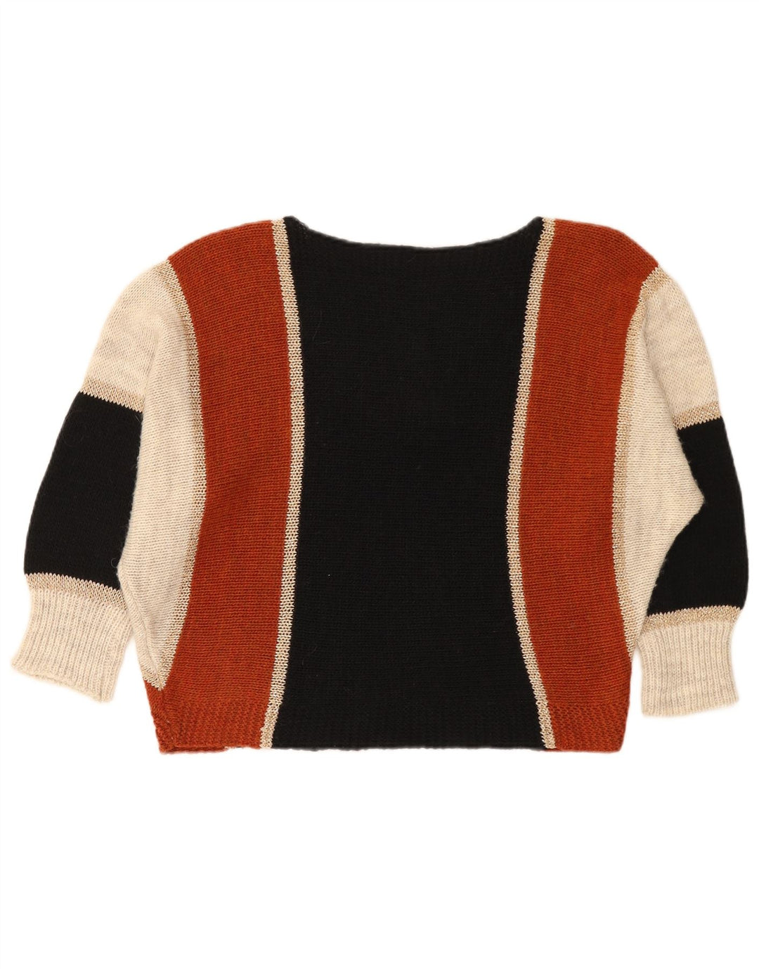 Suéter feminino vintage com gola canoa UK 16 grande multicolorido