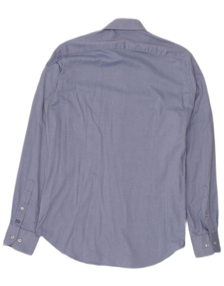 Camisa masculina TOMMY HILFIGER sob medida tamanho 37 14 1/2 algodão azul pequeno