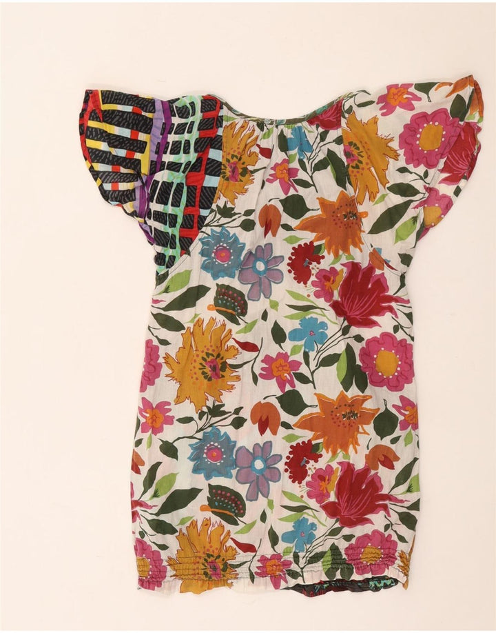 Alvce Designs Blusa Longline Feminina Top Reino Unido 10 Pequeno Floral Multicolorido