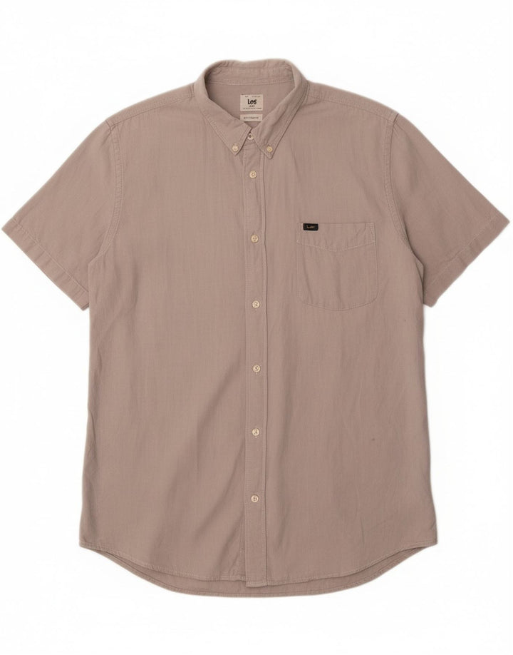 Camisa masculina de manga curta LEE 2XL algodão cinza