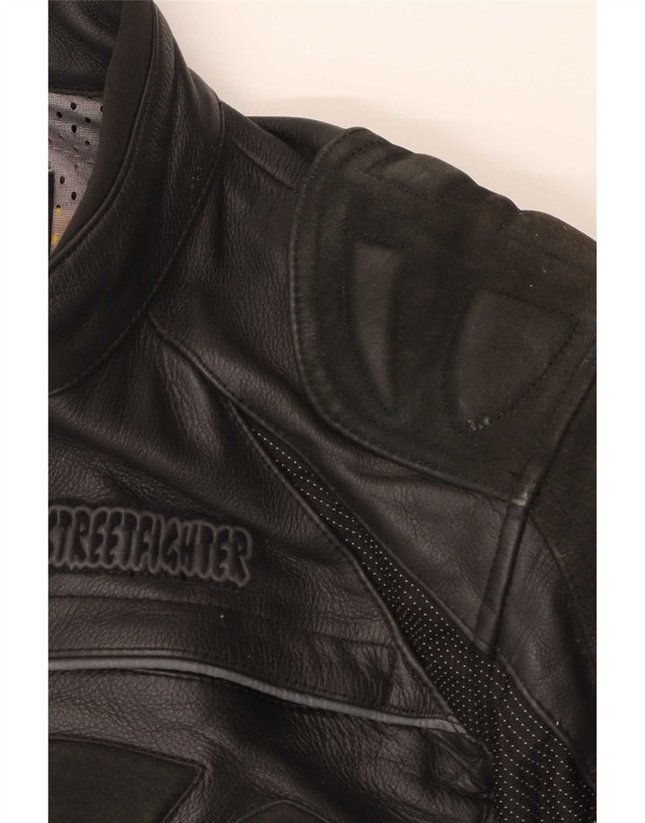 Jaqueta masculina Streetfighter de couro Racer IT 48 médio preto