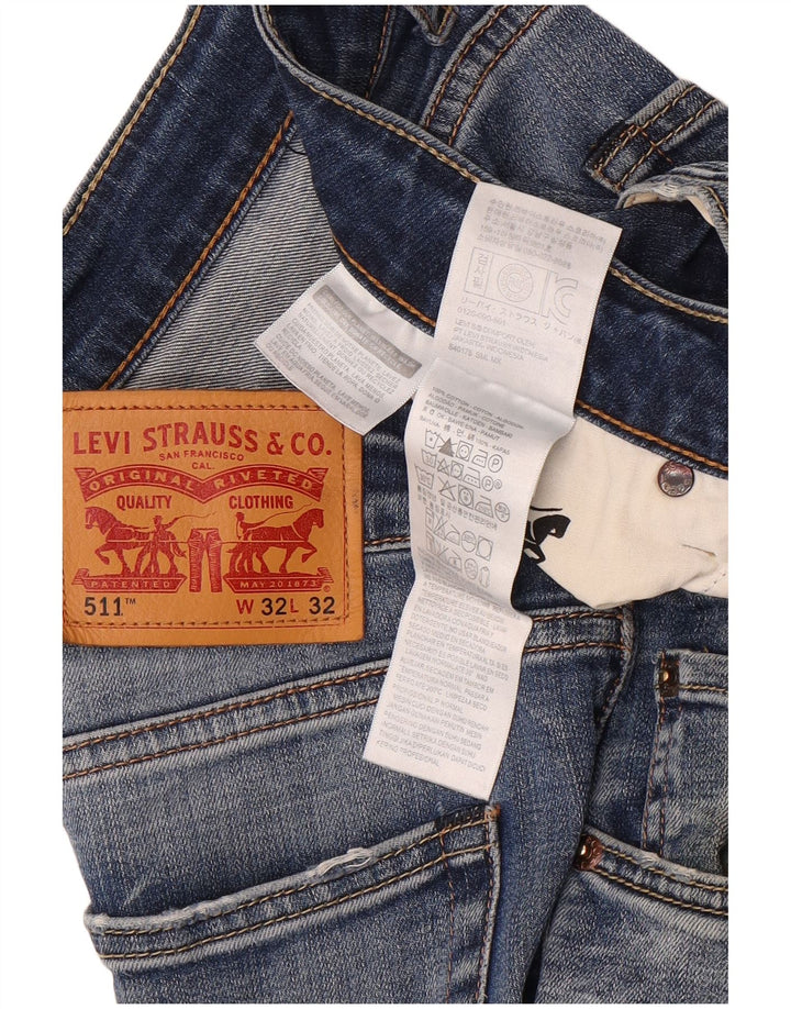 Levi's Masculino 511 Distressed Slim Jeans W32 L32 Azul Algodão