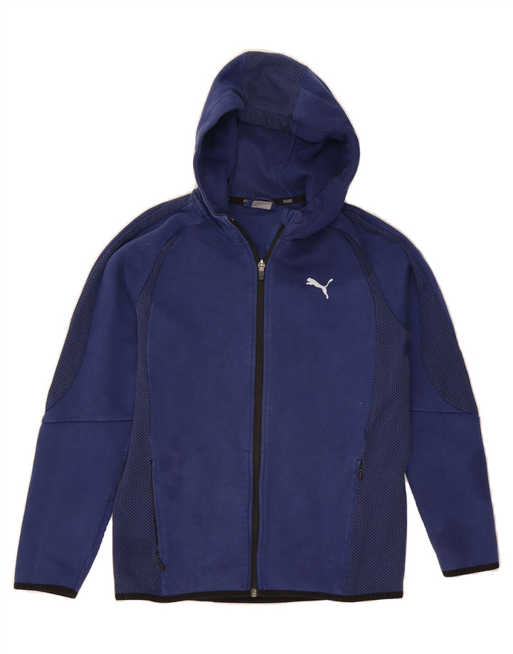 PUMA Boys Zip Hoodie Sweater 13-14 Years Navy Blue Cotton Vintage Puma and Second-Hand Puma from Messina Hembry 