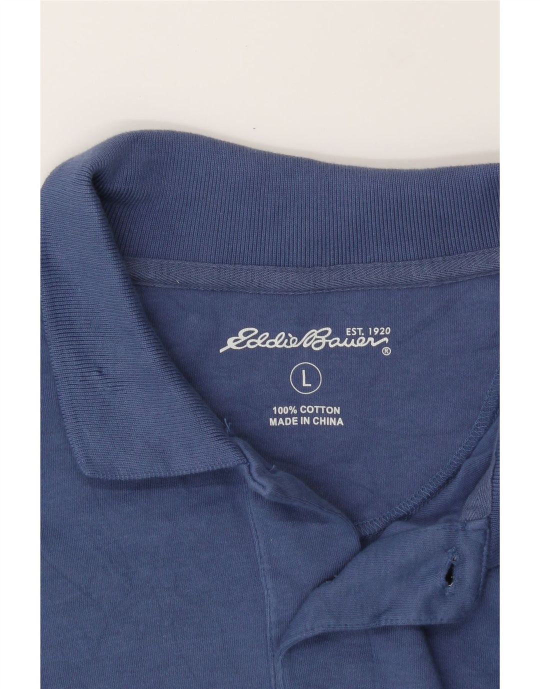 EDDIE BAUER Mens Polo Shirt Large Navy Blue Cotton Vintage Eddie Bauer and Second-Hand Eddie Bauer from Messina Hembry 