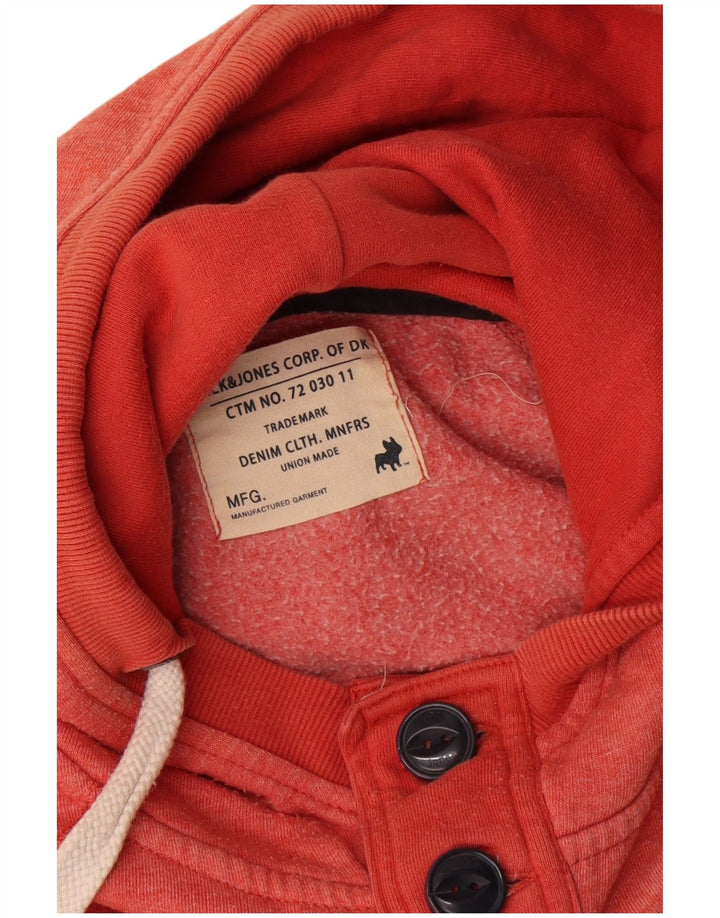 Jack & Jones moletom masculino com capuz e gola com botão gráfico médio bloco colorido rosa
