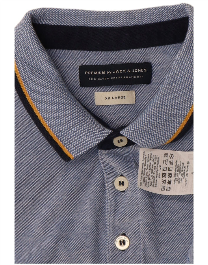 Camisa polo masculina Jack & Jones 2XL algodão azul