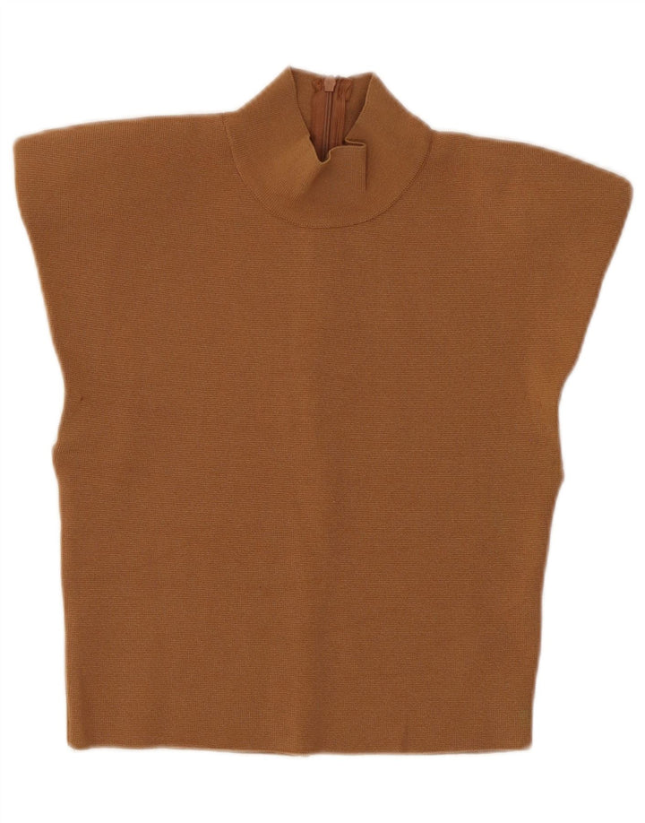 Blusa feminina Zara Top UK 8 pequena viscose marrom