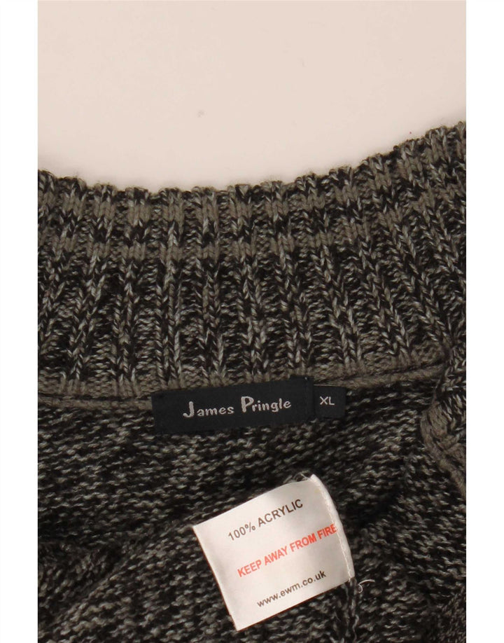 Suéter cardigã masculino James Pringle XL cinza manchado acrílico