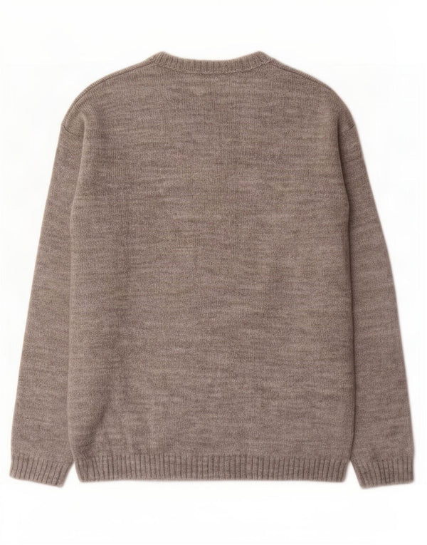 Suéter feminino Benetton com gola canoa gráfico Reino Unido 12 cinza médio