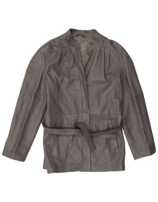Jaqueta feminina vintage de couro IT 46 grande couro cinza