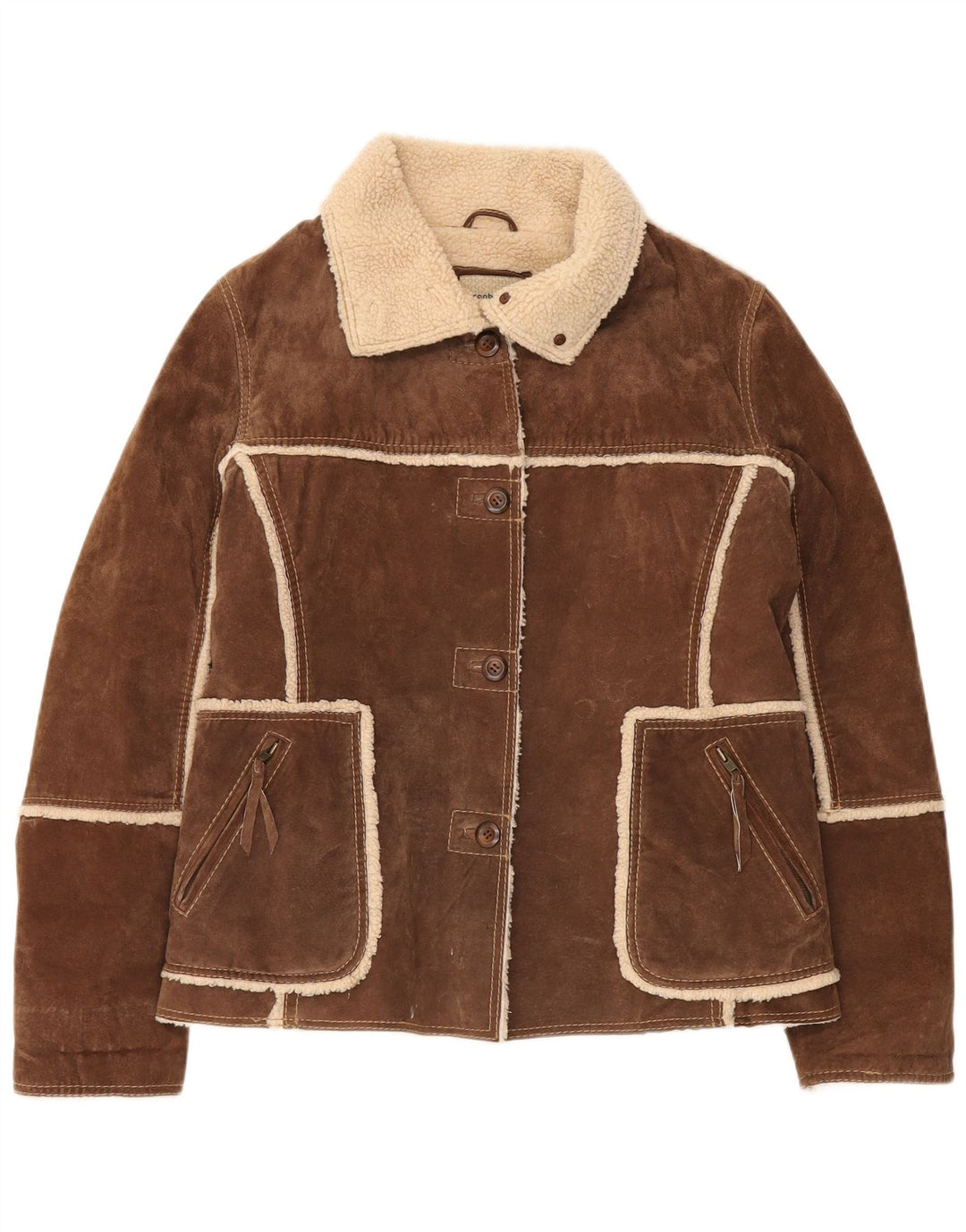 Jaqueta Shearling Feminina Conbipel IT 48 XL Couro Marrom