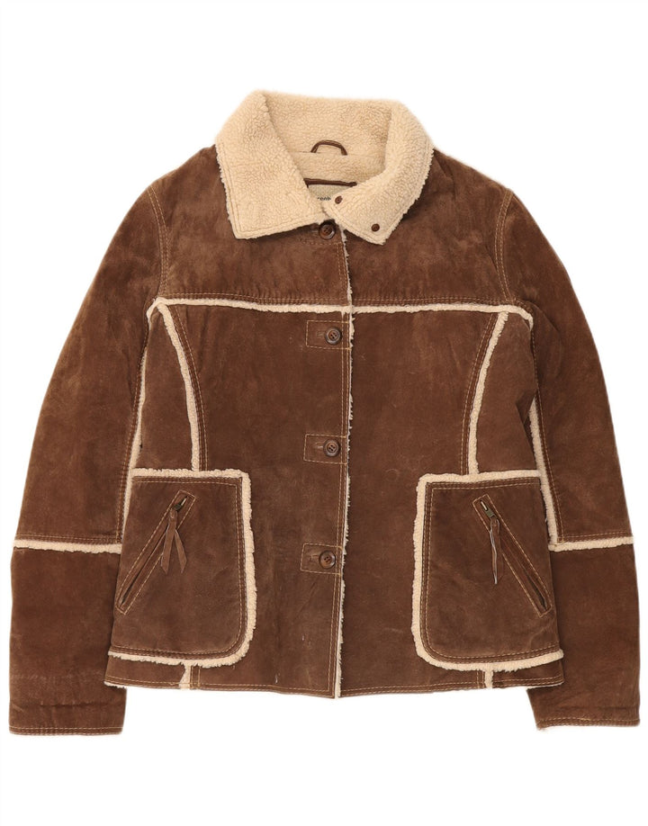 Jaqueta Shearling Feminina Conbipel IT 48 XL Couro Marrom