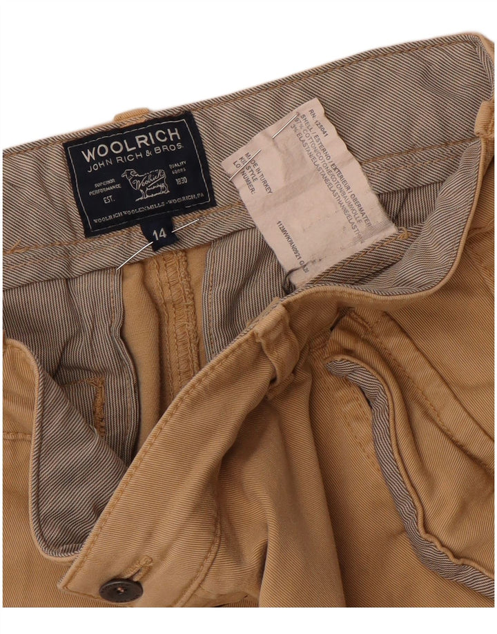 Calça cargo feminina Woolrich Slim UK 14 médio W30 L32 algodão bege