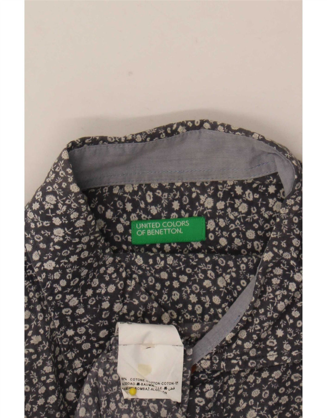 Camisa masculina Benetton grande algodão floral azul