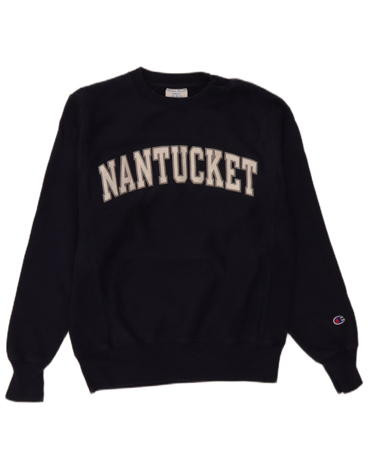 Champion Mens Nantucket Graphic Moletom Jumper Pequeno Azul Marinho Algodão