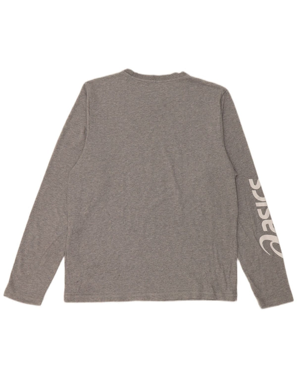 Asics Mens Graphic Top Manga Longa Grande Algodão Cinza