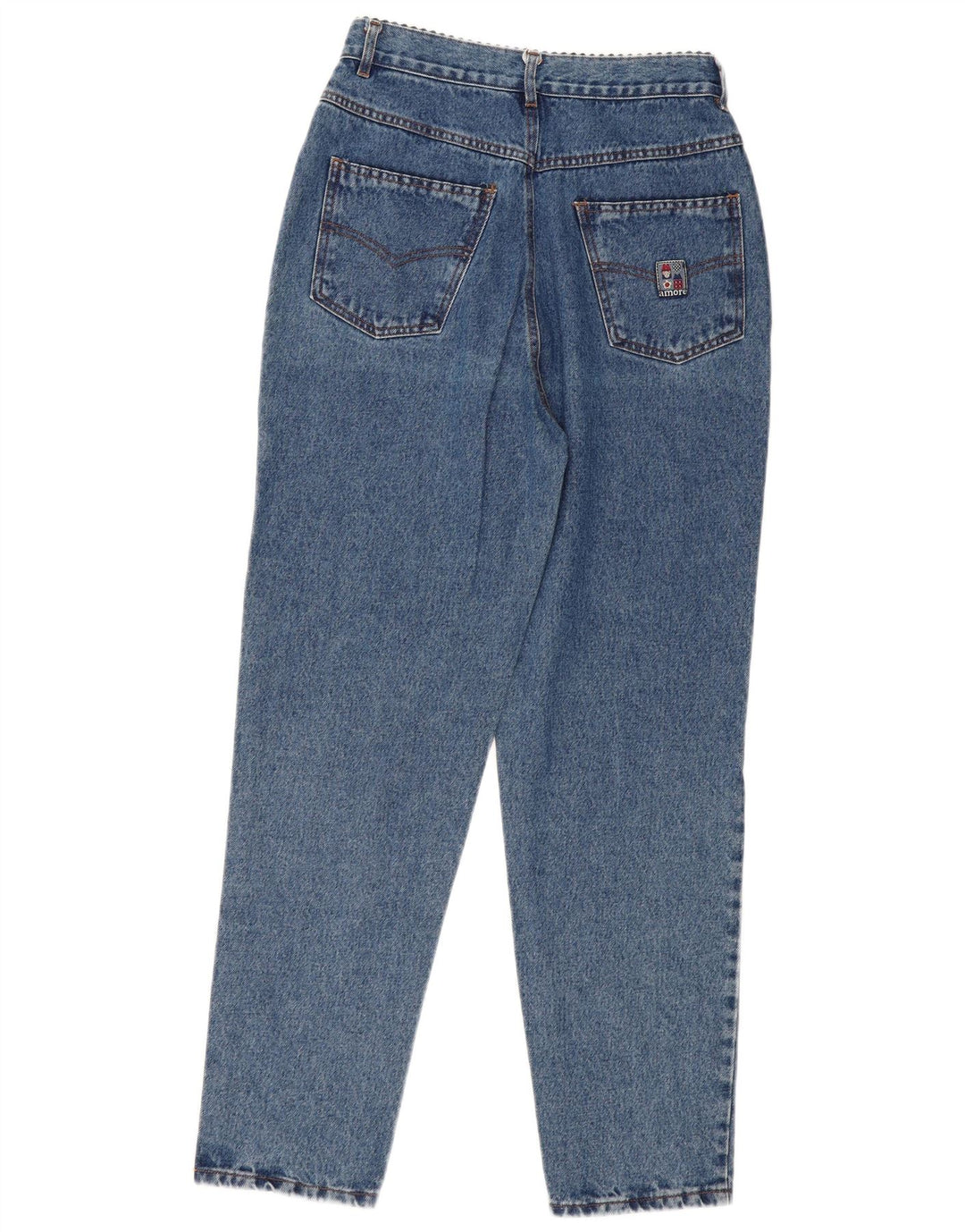 Calça jeans feminina vintage de cintura alta cônica W32 L30 algodão azul