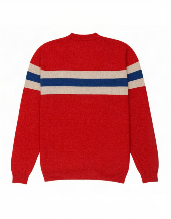 Suéter feminino Kaos com gola redonda UK 14 Viscose colorblock vermelho médio