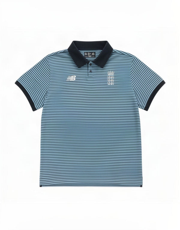 New Balance Mens Polo Shirt XL Blue Striped Cotton