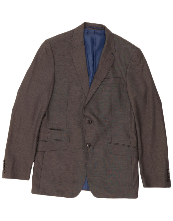 Jaqueta blazer masculina de 2 botões Marks & Spencer EU 48 poliéster cinza médio