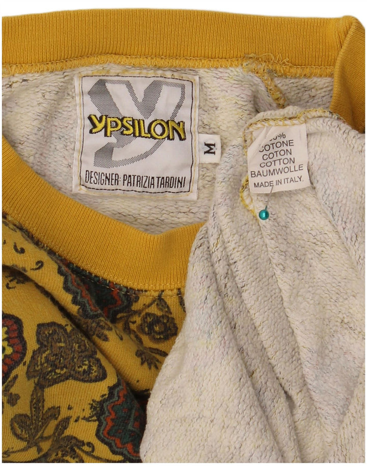 PATRIZIA DINI moletom feminino jumper UK 14 médio amarelo floral
