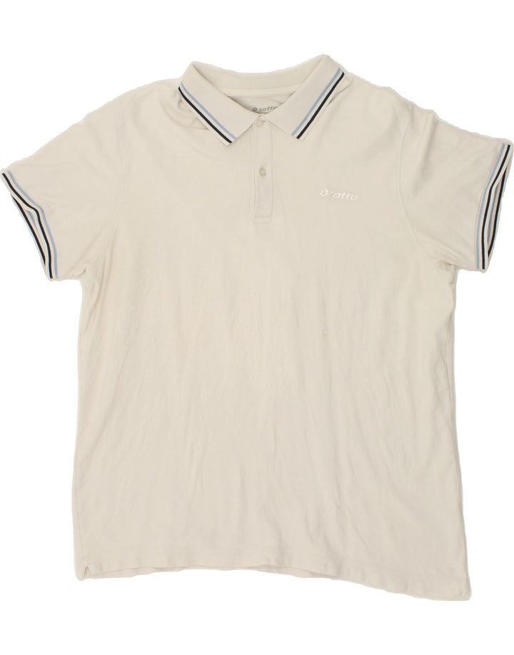 LOTTO Mens Polo Shirt 2XL White Cotton Vintage Lotto and Second-Hand Lotto from Messina Hembry 