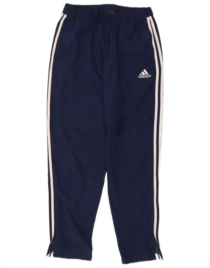 Calça de treino masculina Adidas grande poliéster azul marinho
