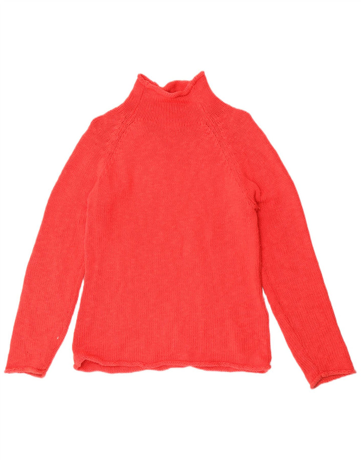 L.L.Bean Suéter feminino com gola tartaruga Reino Unido 12 algodão vermelho médio