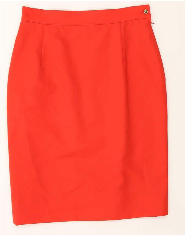 Conjunto de saia feminina vintage de 6 botões e 2 peças Reino Unido 12 médio W28 vermelho